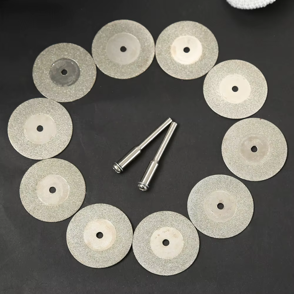 Disques de coupe diamantés 30mm, Mini lame de scie coupée avec 2 pièces de connexion de tige de 3mm 