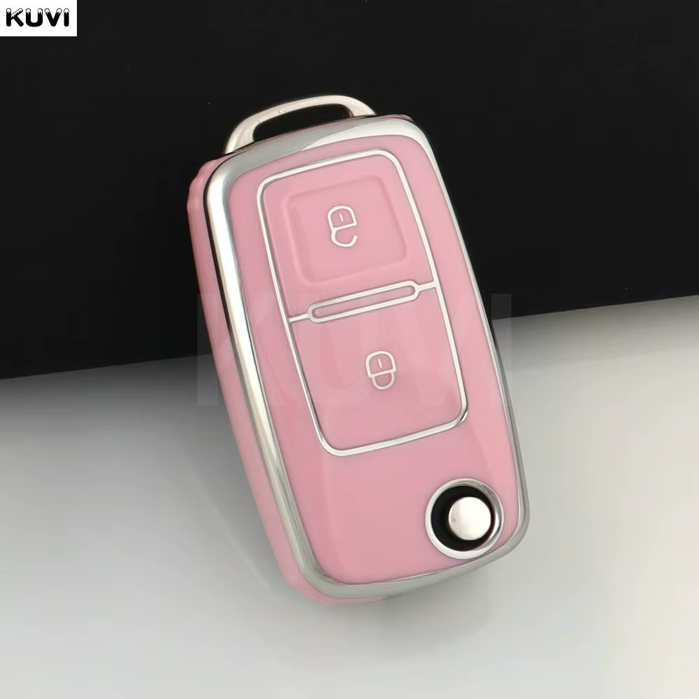 Housse de clé de voiture en TPU rose, pour VW Volkswagen Polo Tiguan Passat B5 B6 B7 Golf 4 5 6 MK6 