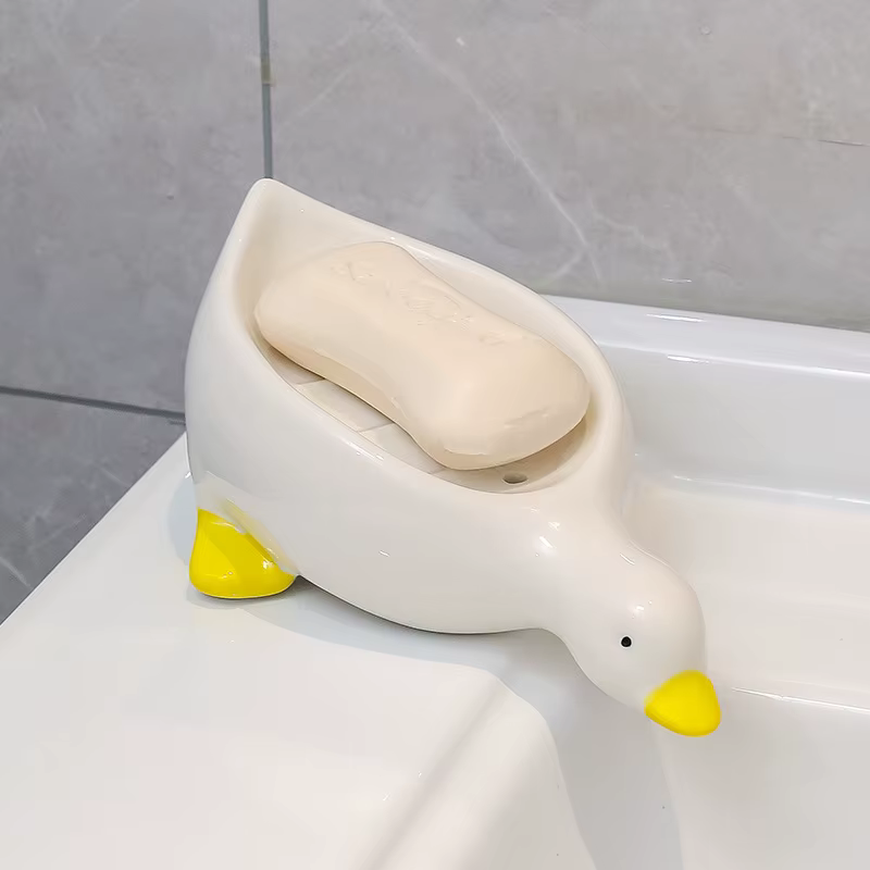 Support à savon auto-drainant en forme de canard, créatif et original, pour douche, salle de bain, c