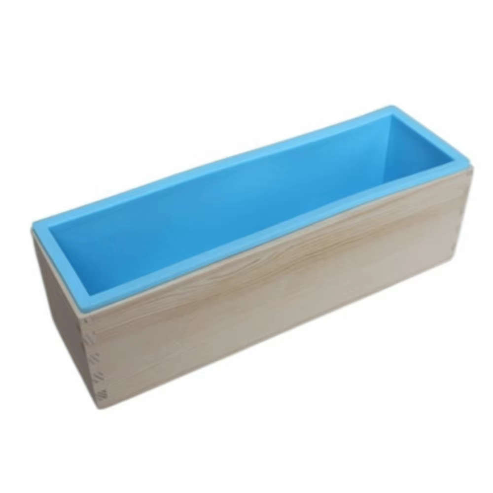 Moule à savon en silicone de 1200 ml, boîte en bois, forme rectangulaire, moule à savon rectangulair