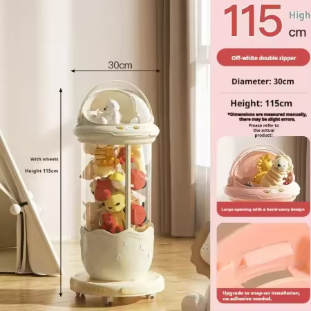 Baril de rangement de jouets pour enfants, boîte de rangement de poupée en plastique Transparent, Tu