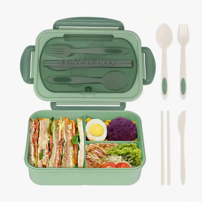 Un récipient alimentaire pour le déjeuner, un ensemble de boîtes bento pour adultes, avec des ustens