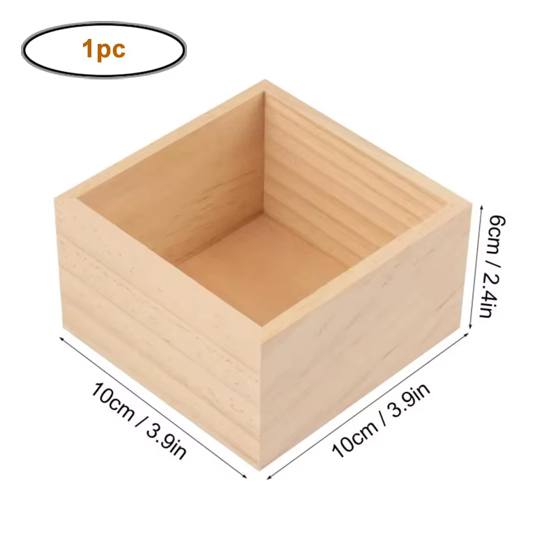 1 boîte en bois carrée non finie, petite boîte de rangement artisanale pour objets d'art, collection