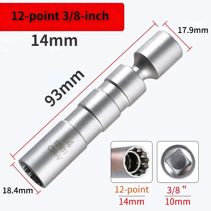 Outil de retrait de bougie d'allumage 14mm 16mm, clé à manchon magnétique 3/8 pouces, clé de bougie 