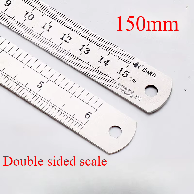 Règle droite en métal en acier inoxydable, outil de mesure de précision Double face, échelle, règle 
