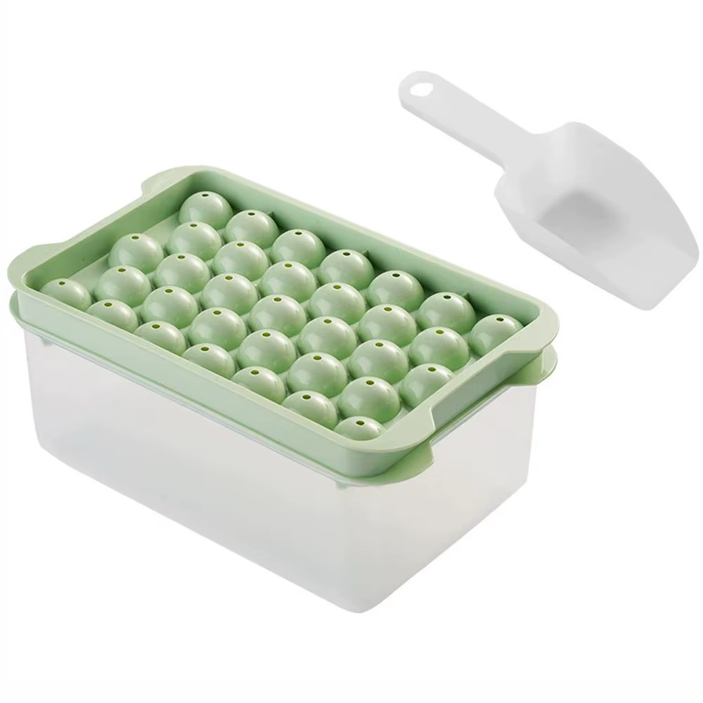 Bac à glaçons avec couvercle et boîte de rangement, bac à glaçons rond, moule à glaçons en silicone 