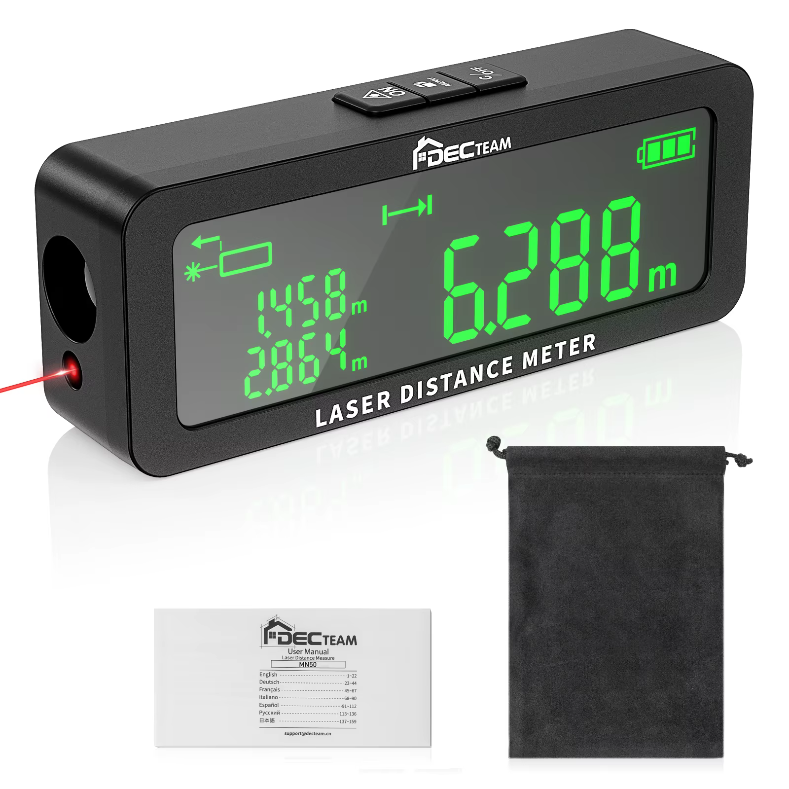 Decteam MN50 télémètre Laser 165 pieds/50M télémètre Laser outils de mesure avec LCD Volume de zone 