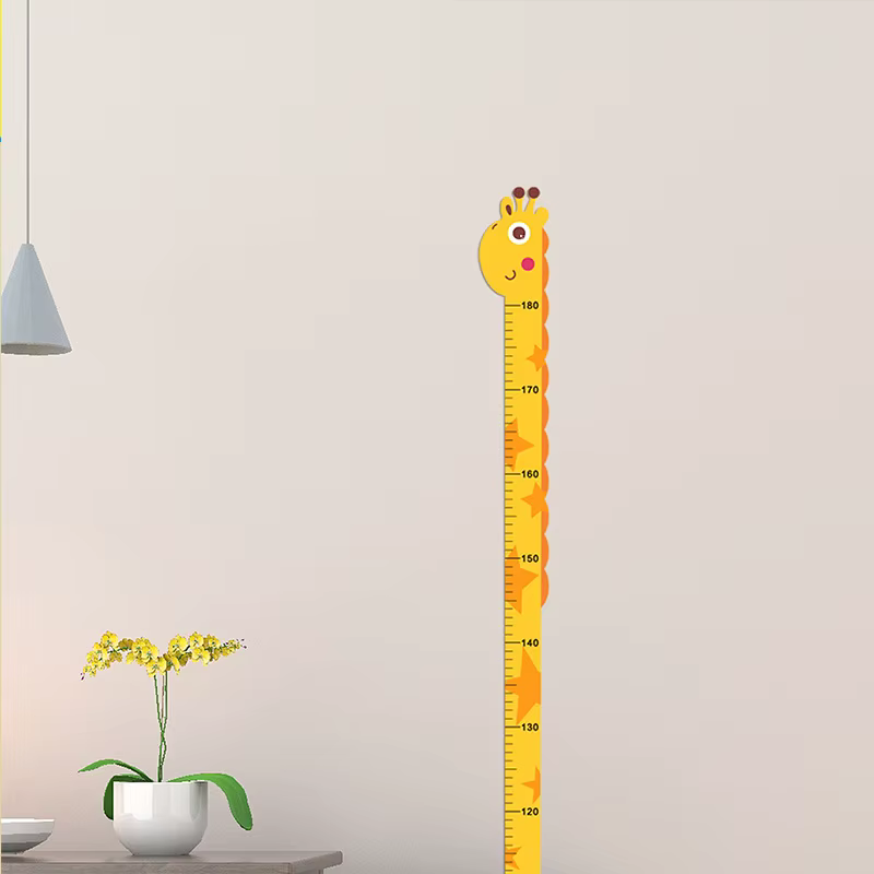 180 cm mode dessin animé animaux hauteur mesure autocollant mural girafe papier peint chambre d'enfa