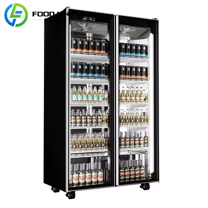 Vitrine réfrigérée professionnelle verticale avec porte vitrée pour objets de collection, vin, usage