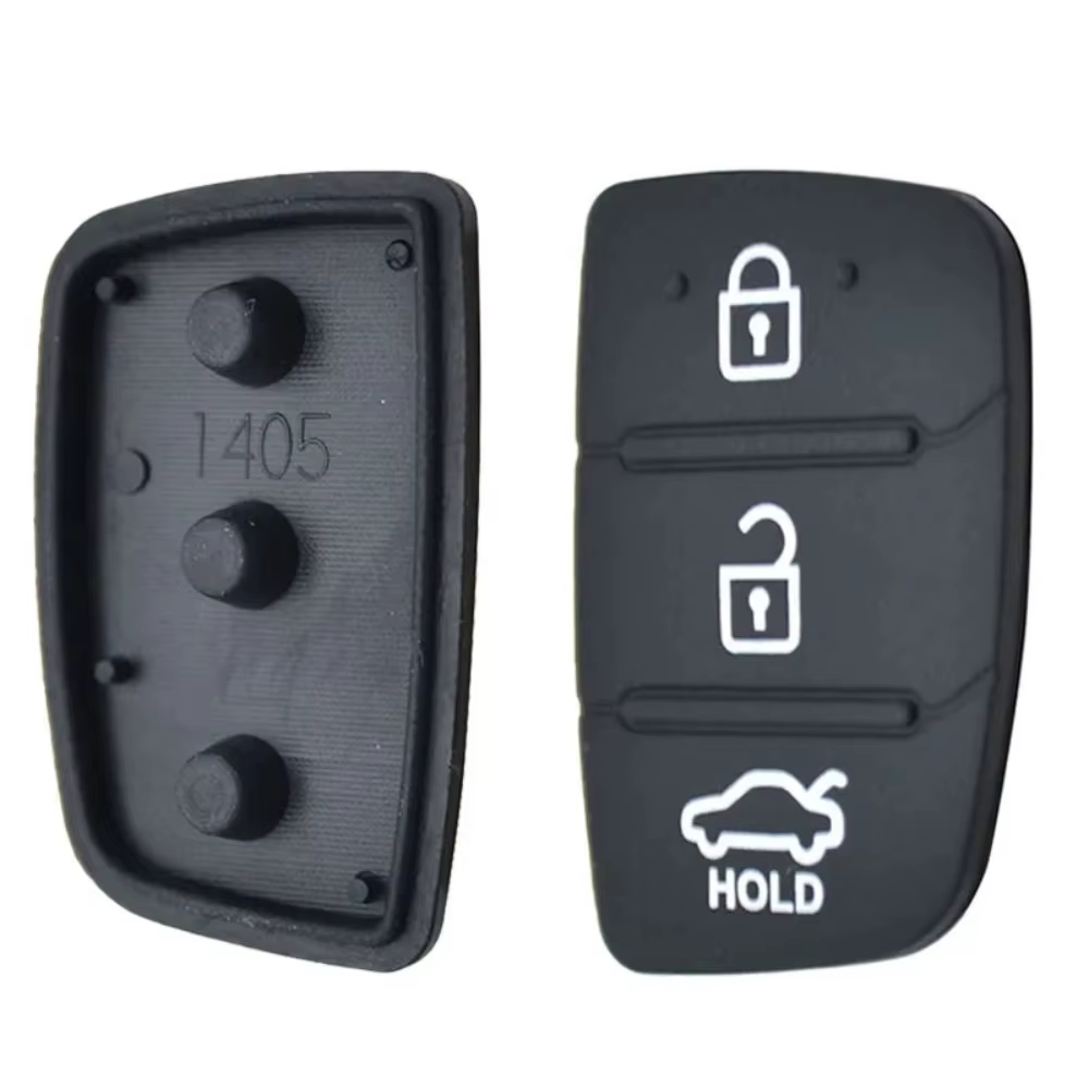 Coque de clé de réparation de voiture en caoutchouc de remplacement, tampon à 3 boutons, pour Hyunda