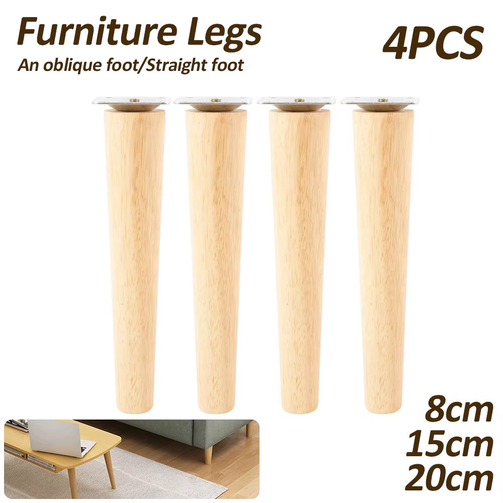 4 pièces pieds de meubles en bois massif pieds de Table obliques/droites pieds de canapé de chaise a