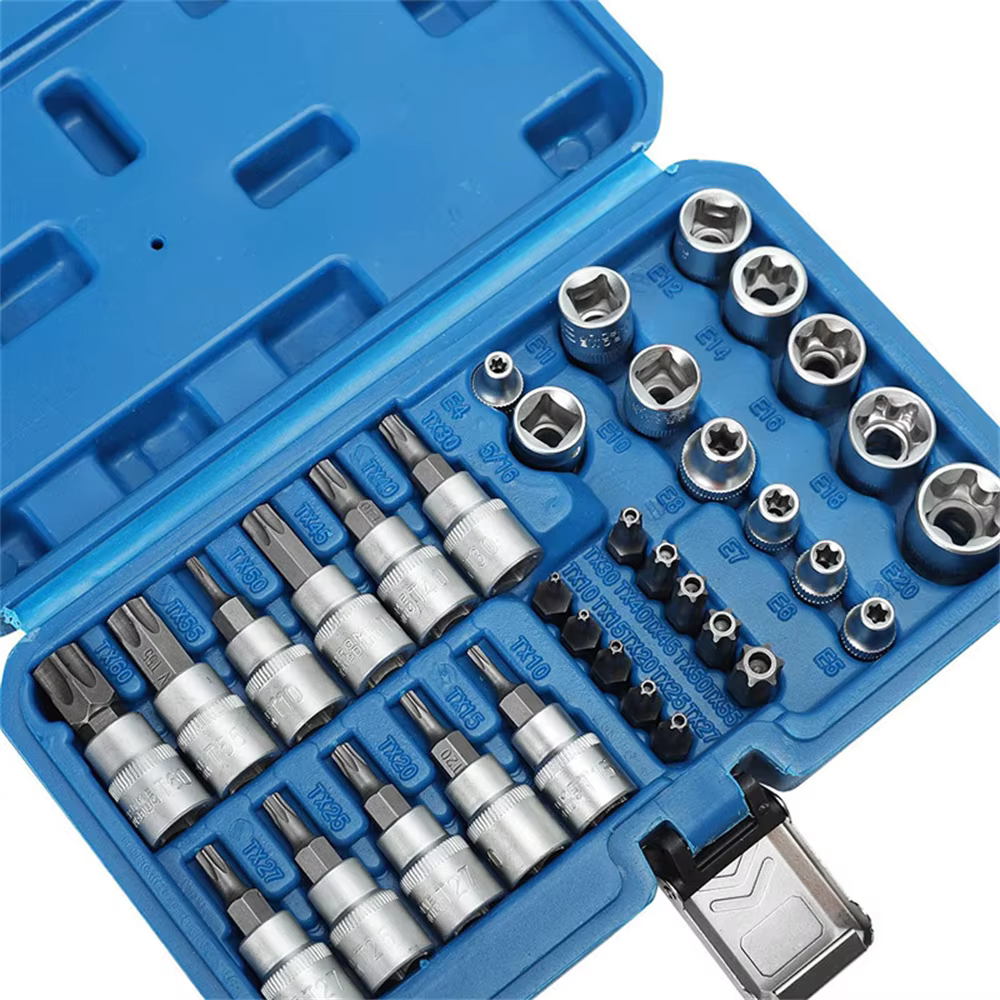 Jeu de douilles et d'embouts Torx Star de haute qualité, 34 pièces, mâles/femelles, embouts de sécur