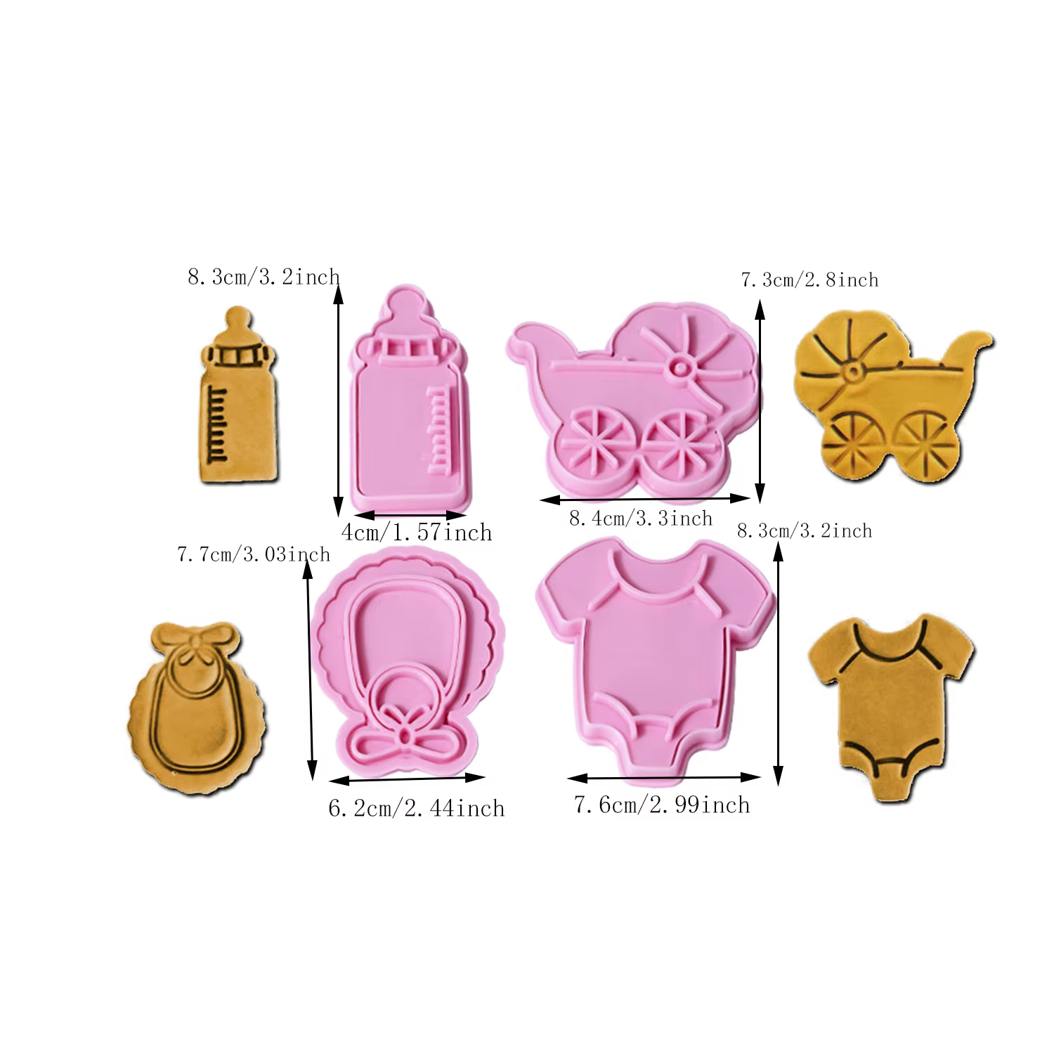 Coupe-biscuits 4 pièces thème bébé pâte timbre en plastique 3D dessin animé pressable Biscuit moule 