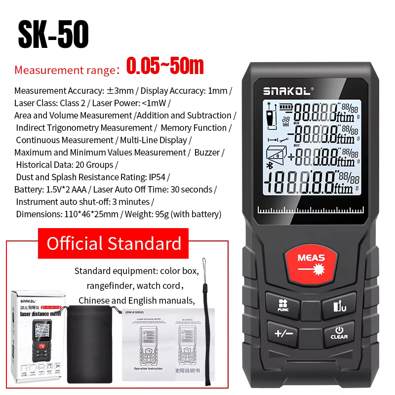 Snakol Distance Laser 50M/100M/120M télémètre compteur professionnel télémètre Laser règle outil de 