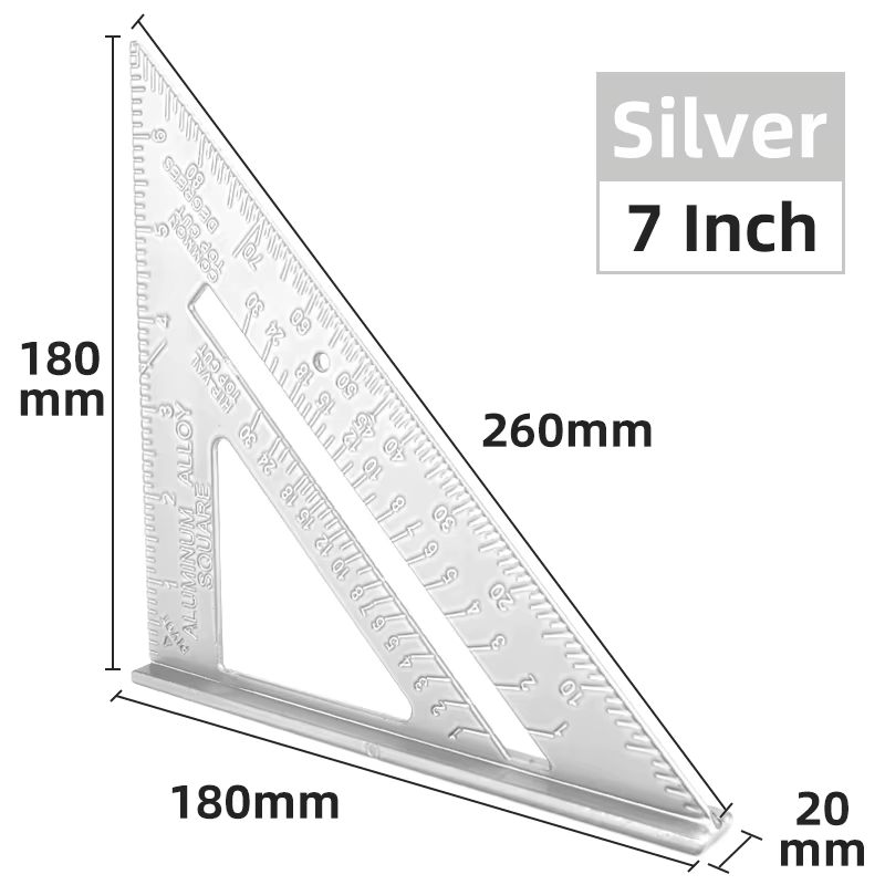 Outil de mesure de règle triangulaire, alliage d'infraction, ensemble de charpentier, essayer carré,