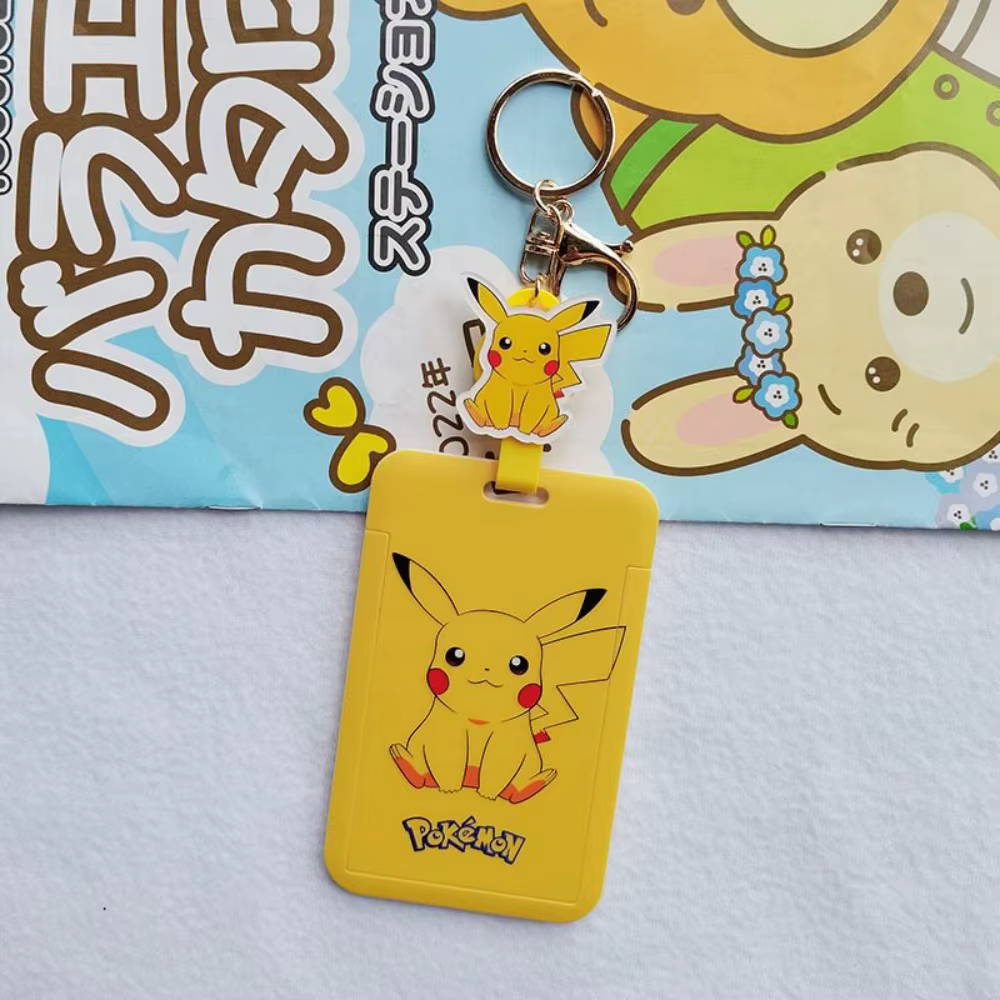 Porte-cartes Pokemon Kawaii Pikachu Psyduck Bulbasaur Charmander, porte-clés, étui pour cartes d'ide