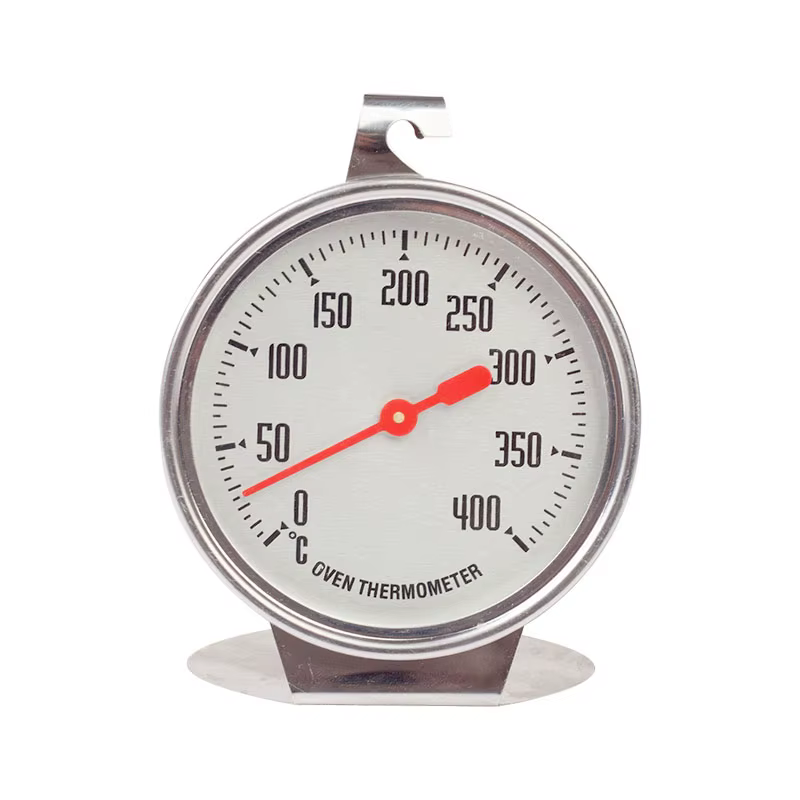 Thermomètre de four en acier inoxydable 0-400 ° Grand cadran - À suspendre ou à poser pour la mesure