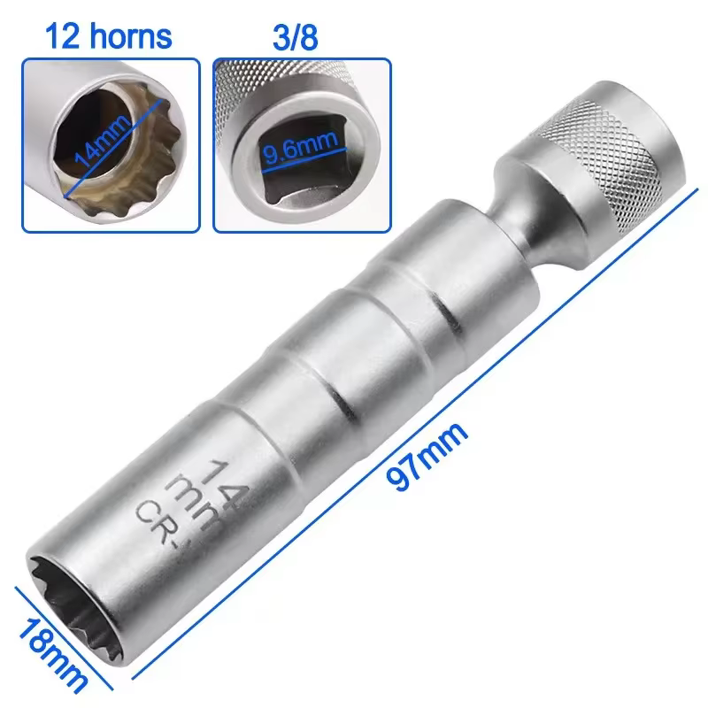 Adaptateur de clé à douille pour bougie d'allumage, jeu de 14mm et 16mm, Joint universel avec douill