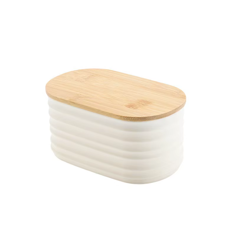Bocal de rangement alimentaire en bois efficace avec couvercle – Contenant de cuisine hermétique ave