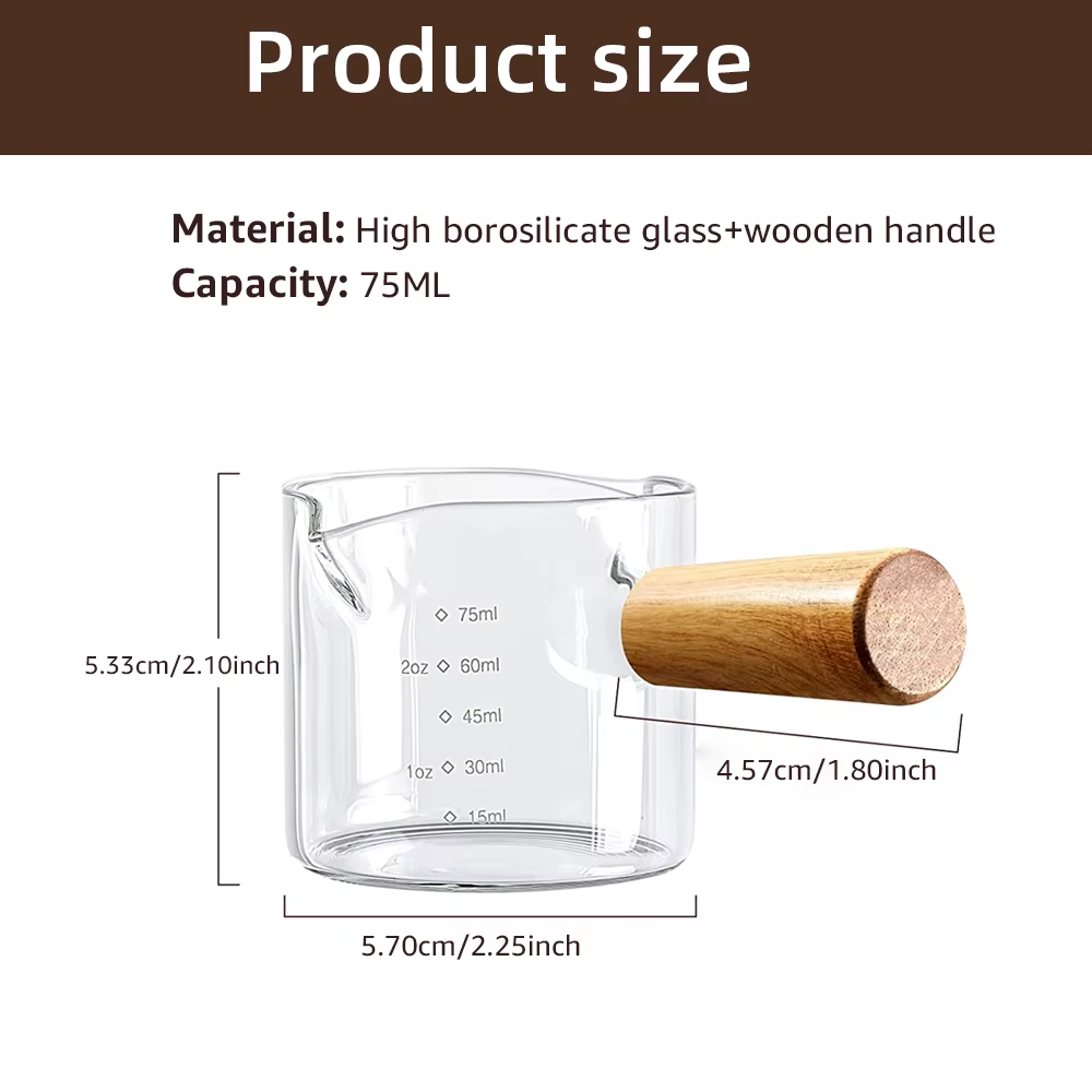 Tasse à Mesurer en Verre Thermique, Carafe à Lait avec Poignée, Échelle, Double ou Simple Bouche, 75