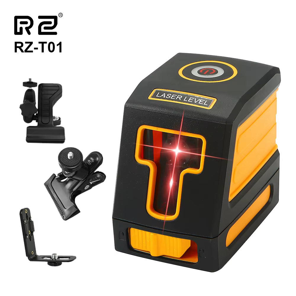 RZ-Niveau Laser 3D à 2 Lignes, Faisceau Vert Horizontal et Vertical, Auto-Abrasifs, avec Base Magnét
