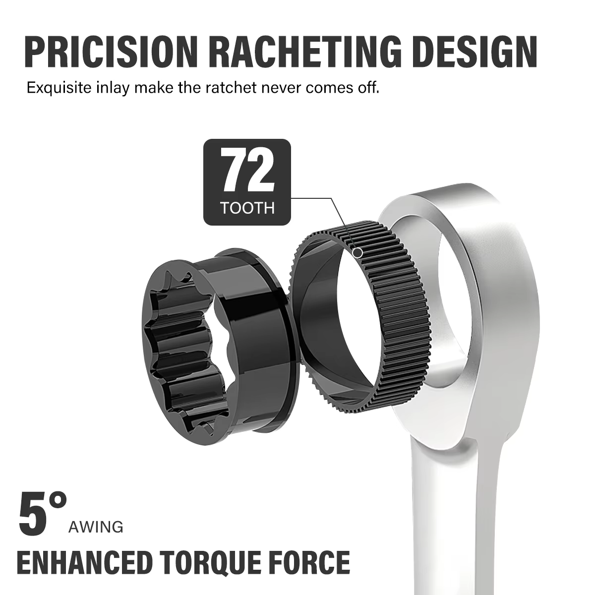 Jeu de clés à cliquet à 72 dents, 12 pièces, 8-19 mm, clés à tête fixe, parfait pour le bricolage à 