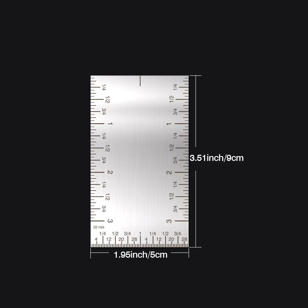 Règle carrée de précision en acier inoxydable de 3 pouces, Conversion métrique/impériale à double éc