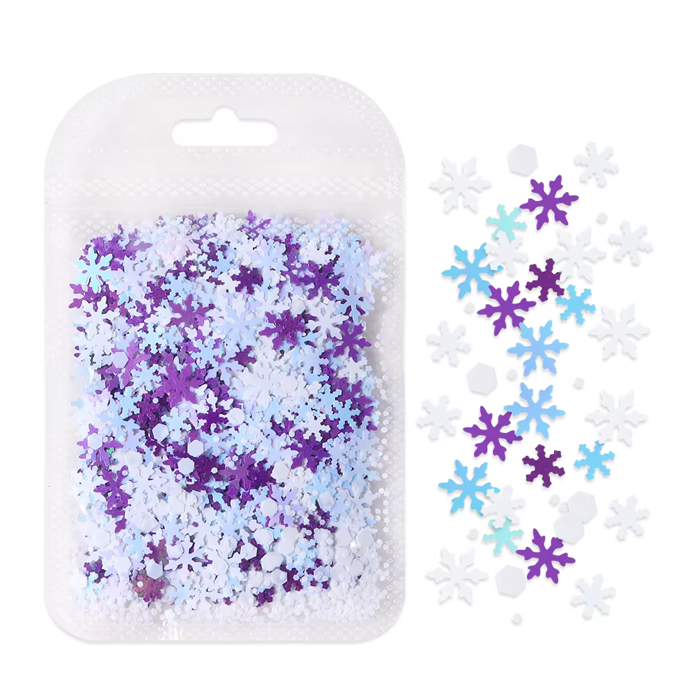Paillettes en résine flocon de neige de noël 5g, Paillettes hexagonales mixtes, flocons de neige, re
