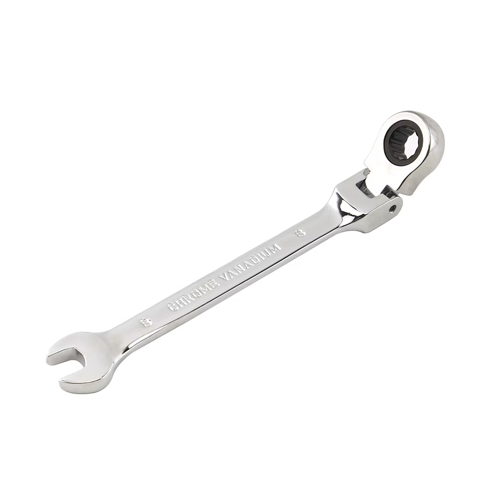 Clé à cliquet monobloc 72 dents à tête flexible finition miroir