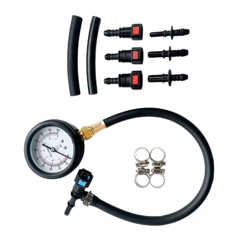 Kit de test de pression de carburant - Manomètre de pression de carburant - Kit de jauge de testeur 