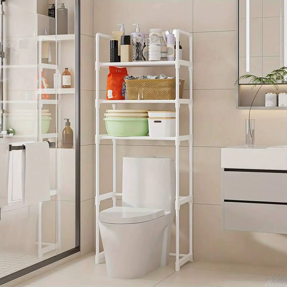Support de rangement pour salle de bain, 1 pièce à 3ème étage, support de salle de bain au-dessus du