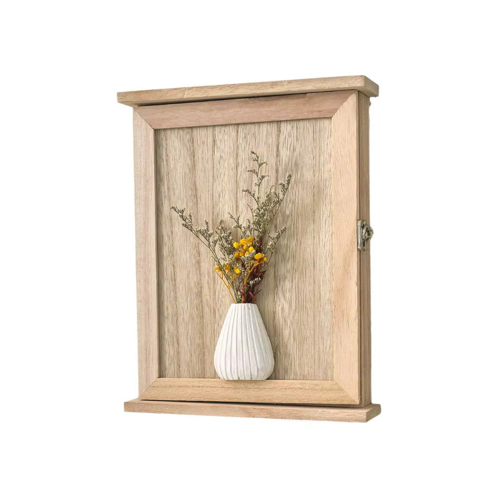 Boîte de rangement murale en bois pour clés, style rustique vintage, boîte de rangement d'entrée, ar