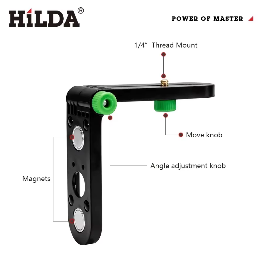 HILDA Mini support mural de niveau laser réglable 180 ° Support mural pour niveaux Laser à filetag