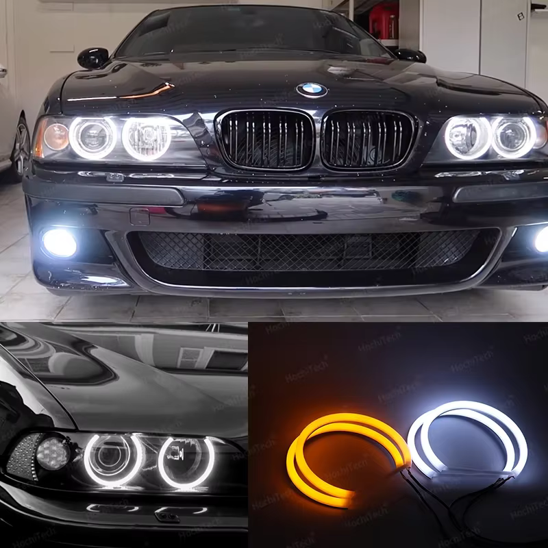 Pour BMW série 5 E39 525i 528i 530i 540i blanc jaune double et blanc coton LED Angel Eyes Kit anneau