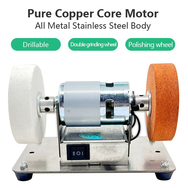 100W Double meuleuse Machine artefact Table meuleuse moteur Micro gros et fin polissage électrique m