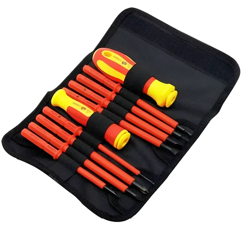 Jeu de tournevis isolés pour électricien, 10 en 1, VDE, isolation haute tension, pointes magnétiques