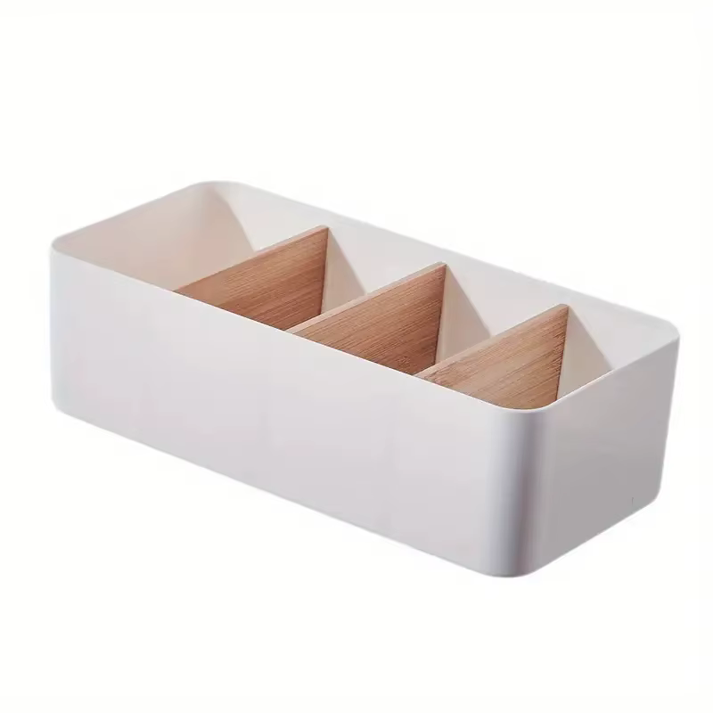 Boîte de rangement de bureau, panier de rangement de cosmétiques en bambou et bois, boîte de rangeme