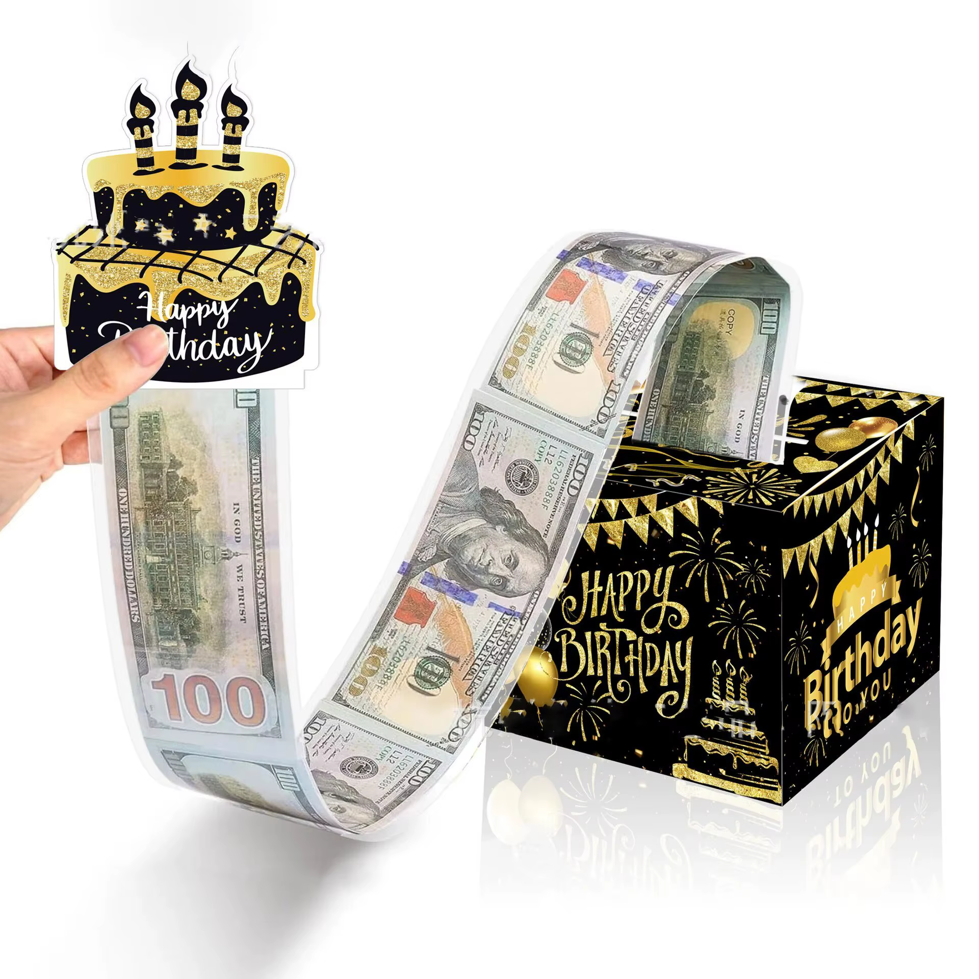 Coffret cadeau d'anniversaire avec carte à gâteau, 1 pièce, tirelire à pompage drôle, cadeaux d'anni