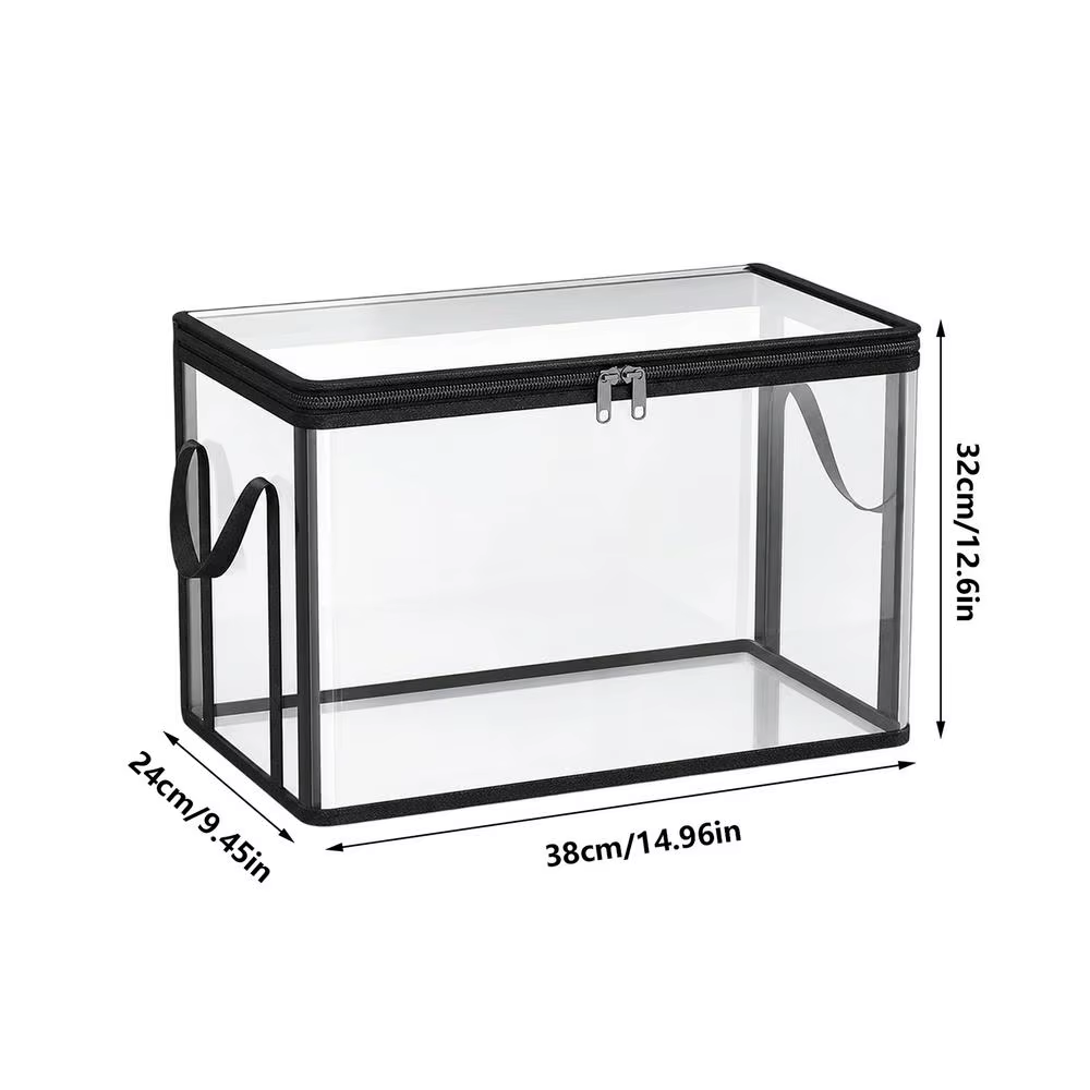 Boîte de rangement transparente en PVC épais, empilable, grande capacité, pour livres, conteneurs d'