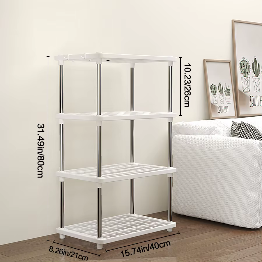 Étagère de rangement multifonctionnelle à quatre niveaux pour salle de bain, salon, cuisine, chambre