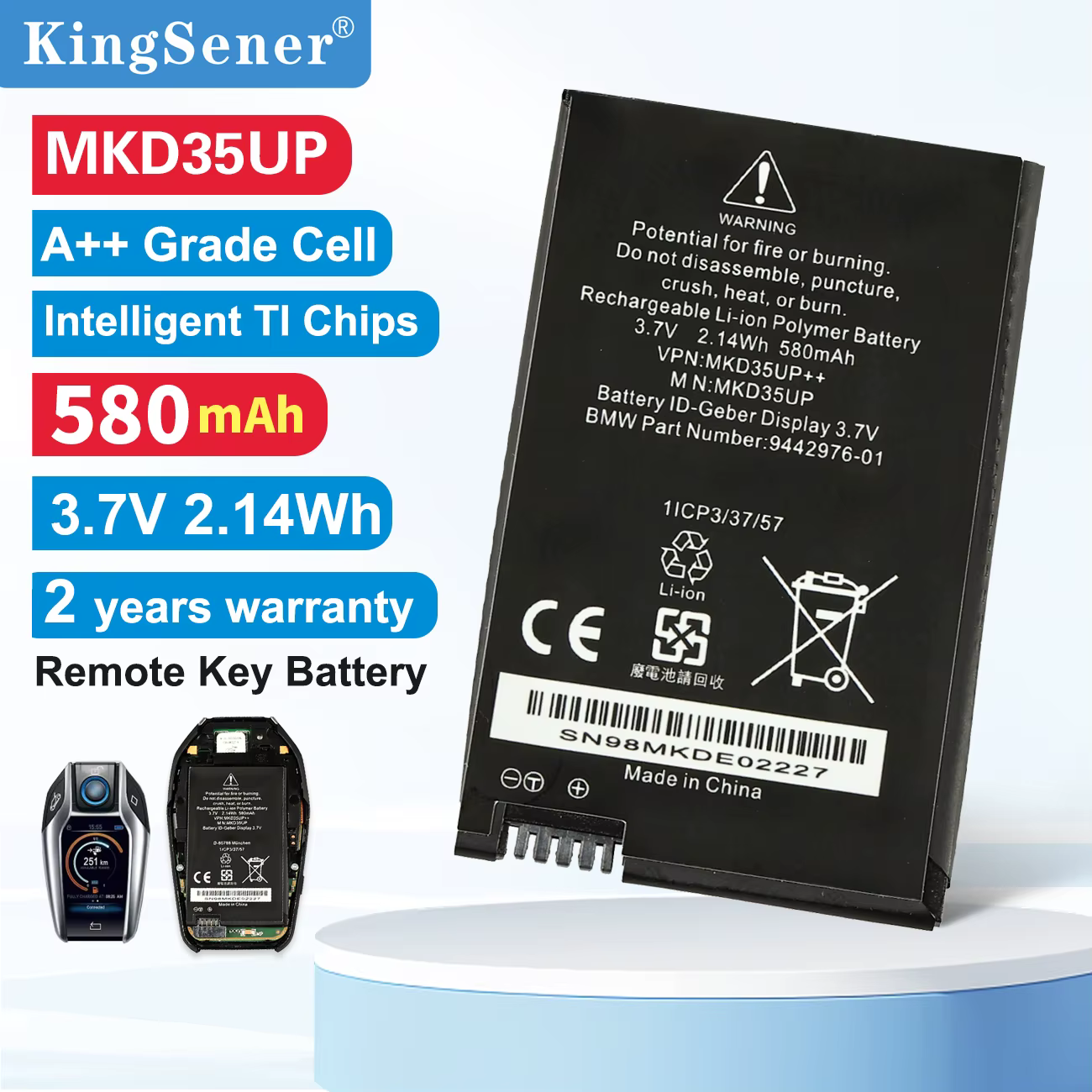 Batterie de clé LCD à distance MKD35UP, pour BMW X3 X4 X5 X6 X7 530Le 730 740 745 760LI 9442976 -01 