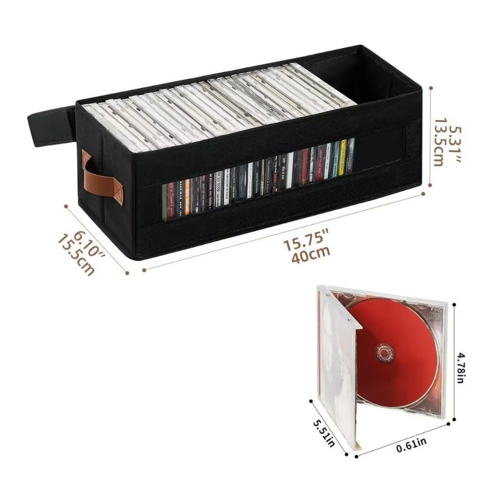 Boîte de rangement pour CD avec fenêtre visible, couvercle anti-poussière, capacité pour CD, étui po