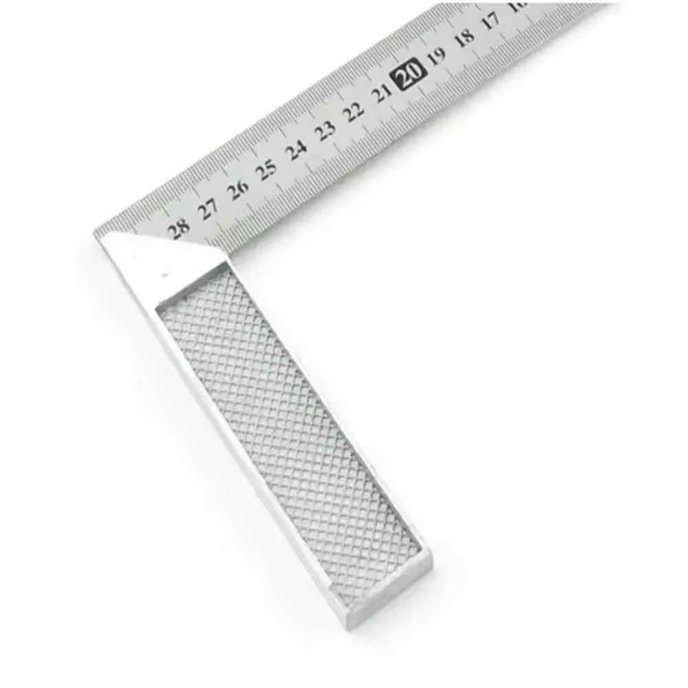 Règle d'angle droite en aluminium de 250/300 mm avec poignée en acier inoxydable et échelle de mesur