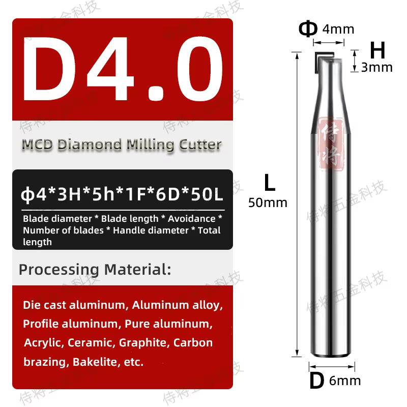 MCD-Fraise à diamant CNC, mèche de gravure, outils Carimplantés, fraise en bout, métal, acier, pierr