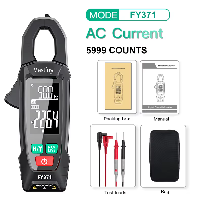 MASTFUYI pince multimètre ampère numérique pince outils d'électricien AC/DC 9999 comptes véritable R