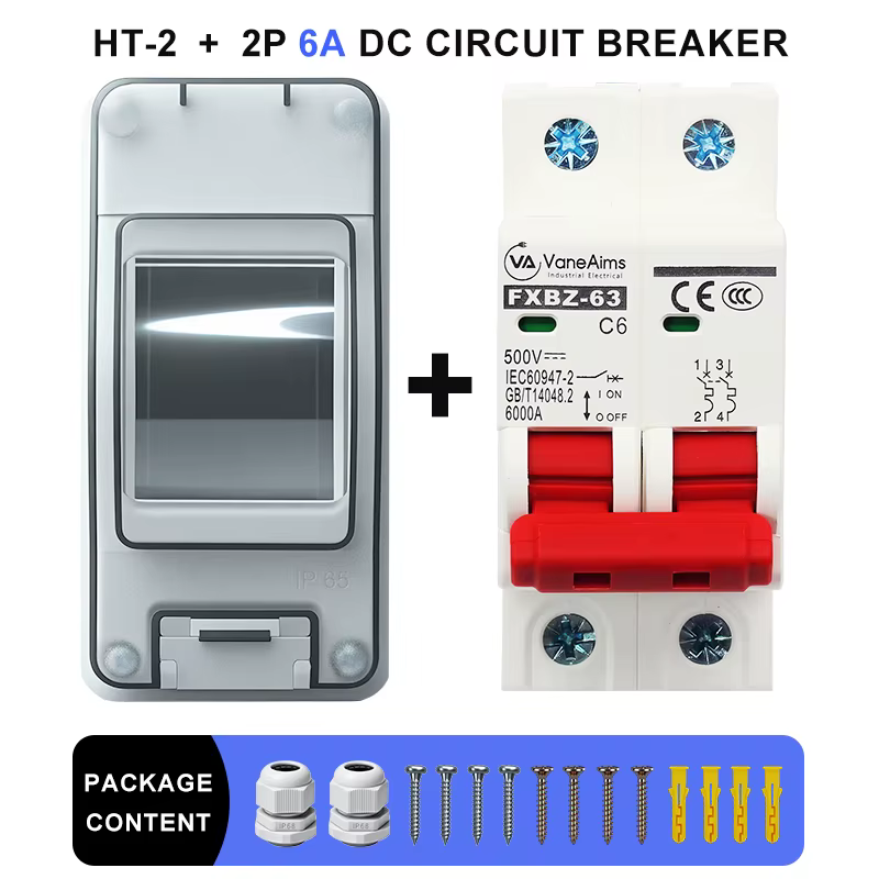 ‌ Boîte de commutation de déconnexion solaire, Mini disjoncteur MCB, boîte de Distribution PV DC500V