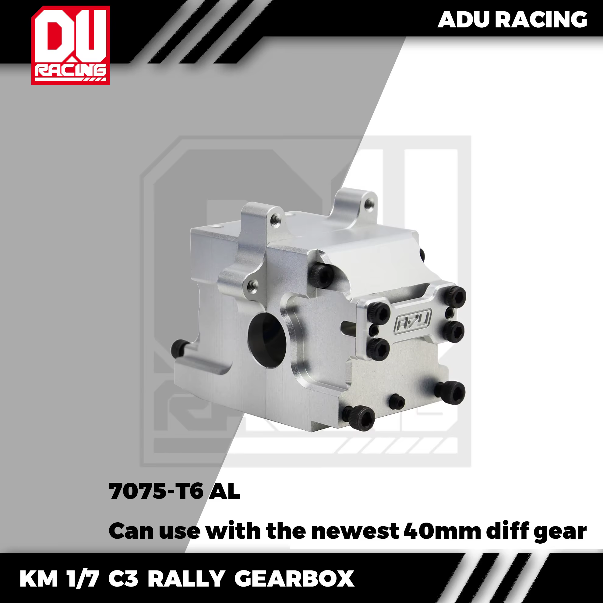 ADU Racing coffret de vitesses CNC 7075 T6 en aluminium pour KM 1/7 RALLY C3 FORD primal 1/6 échelle
