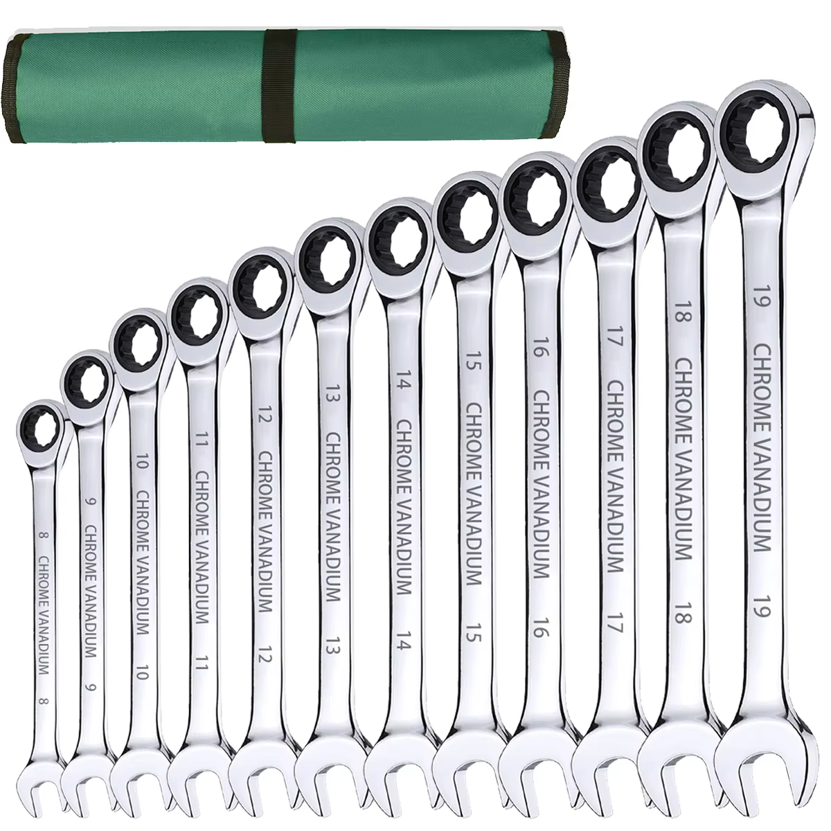 Jeu de clés à cliquet à 72 dents, 12 pièces, 8-19 mm, clés à tête fixe, parfait pour le bricolage à 