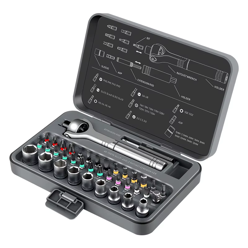 Nouvel ensemble de tournevis à cliquet 2026, clé magnétique semi-automatique, boîte à outils multifo