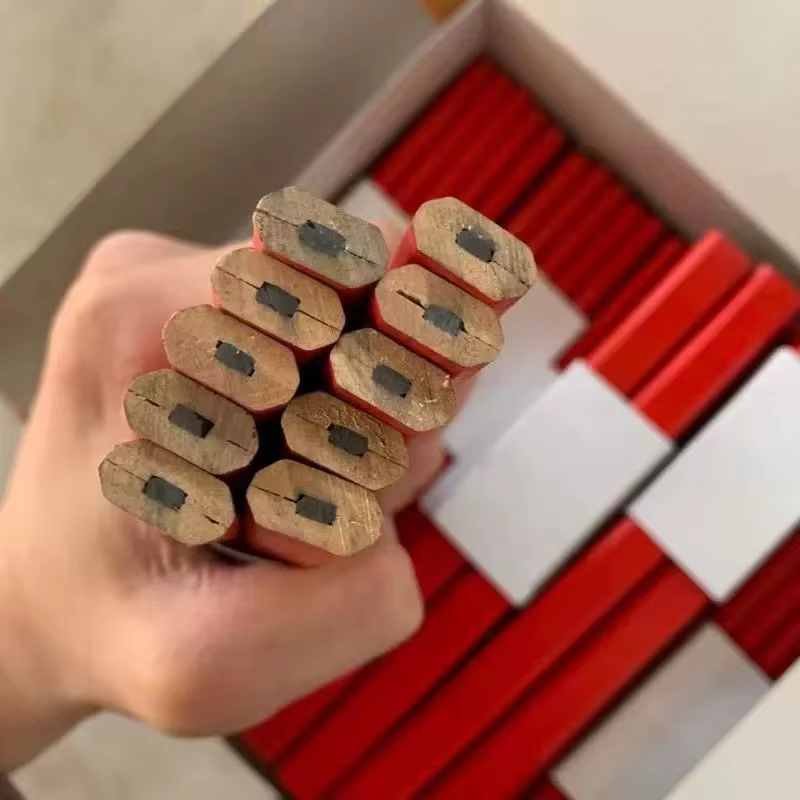 Lot de 10 crayons de charpentier, stylo de marquage spécial avec échelle, stylo noir à mine épaisse 